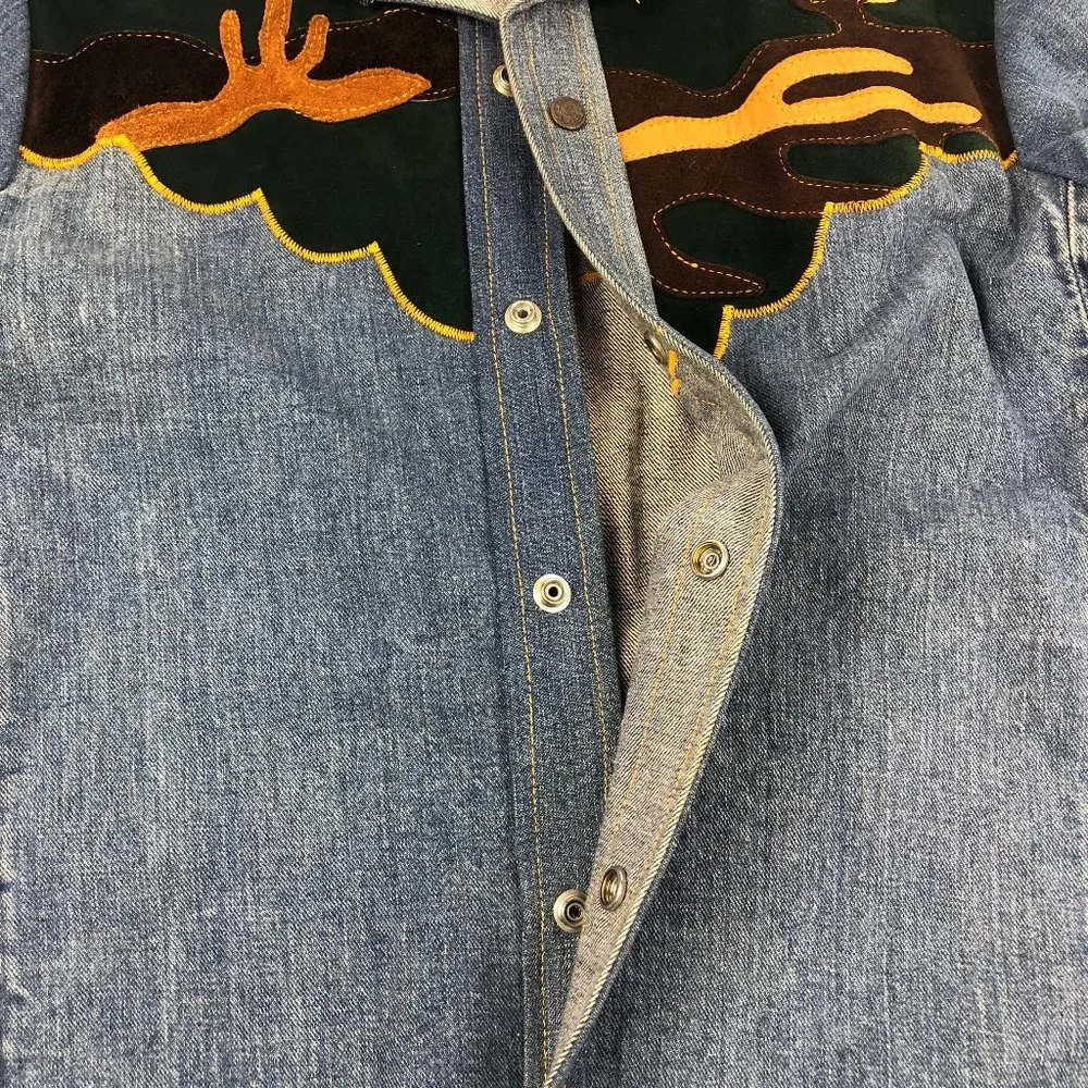 Antonio Giuseppe Vintage 1976 One-of-A-Kind Denim & Leather Suit Hippie Rare